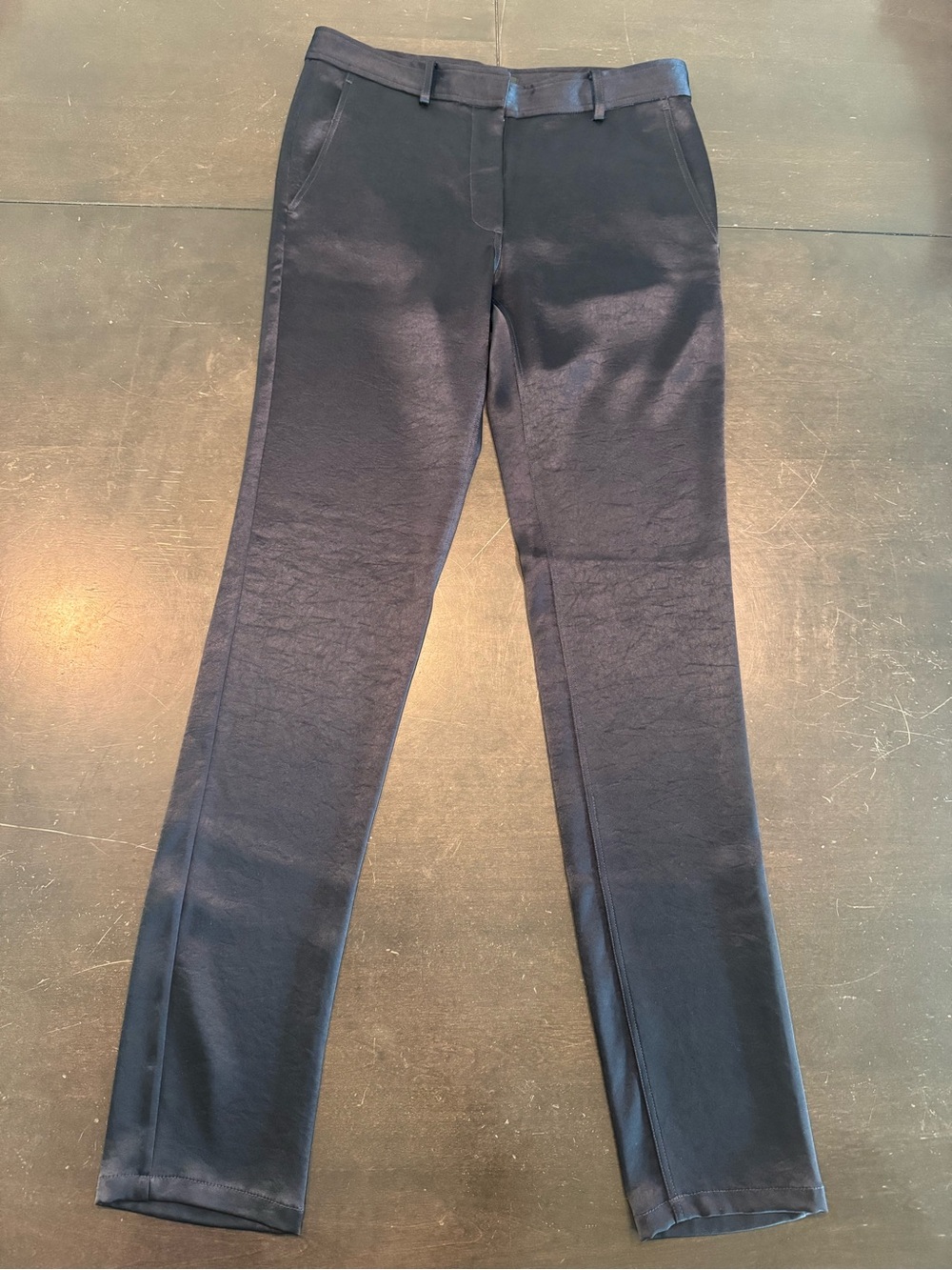 Theory Boyfriend Double Sateen Pants Navy Blue Size 0 Straight Leg